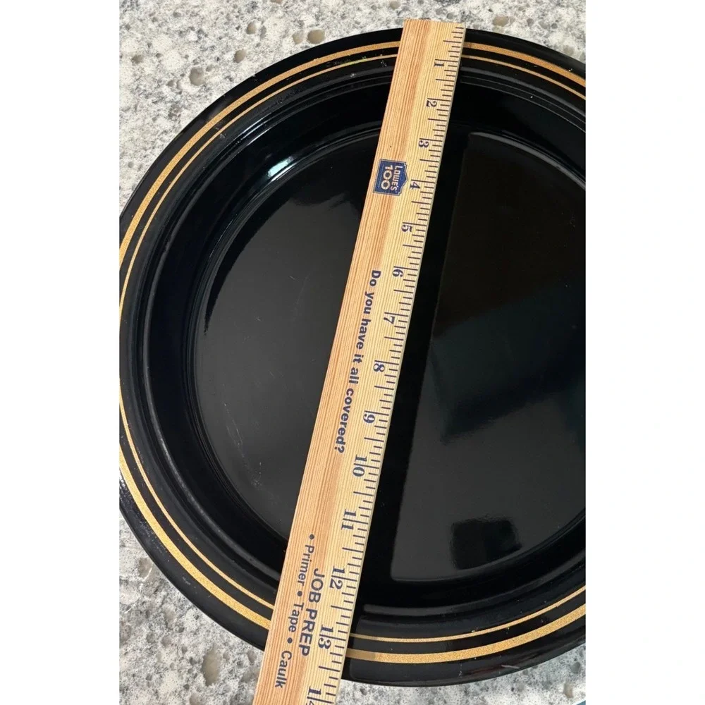 Vtg Lacquerware Black Round‎ Serving Platter Divided Compartments Japan Decor
